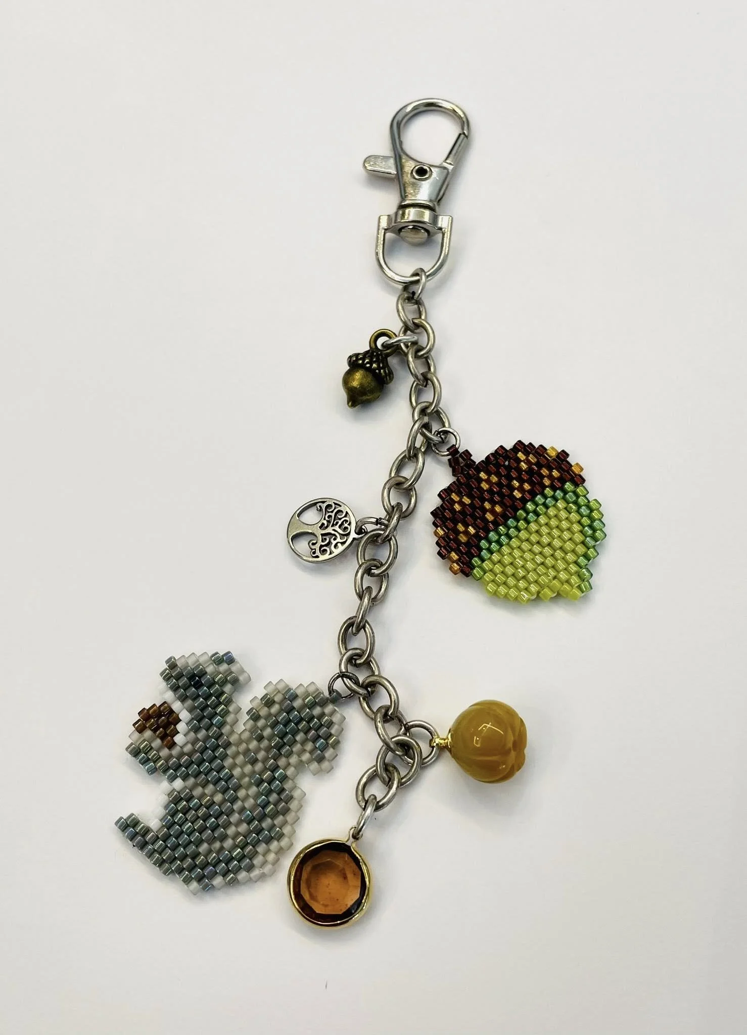 Squirrel and Acorn Brick Stitch Key Chain — Bead Soup